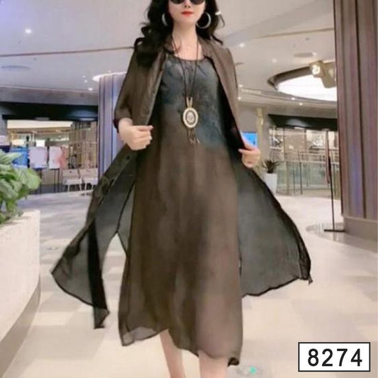 💞 Женски печатна рокля комплект от две части