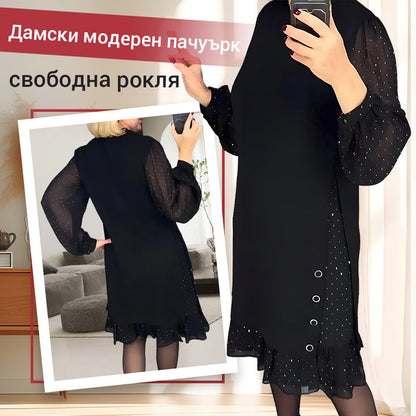 Рокля от дантела в един цвят