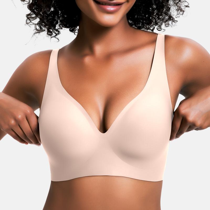 Naadloze Beugelloze Comfort BH met Diepe V-Hals-4