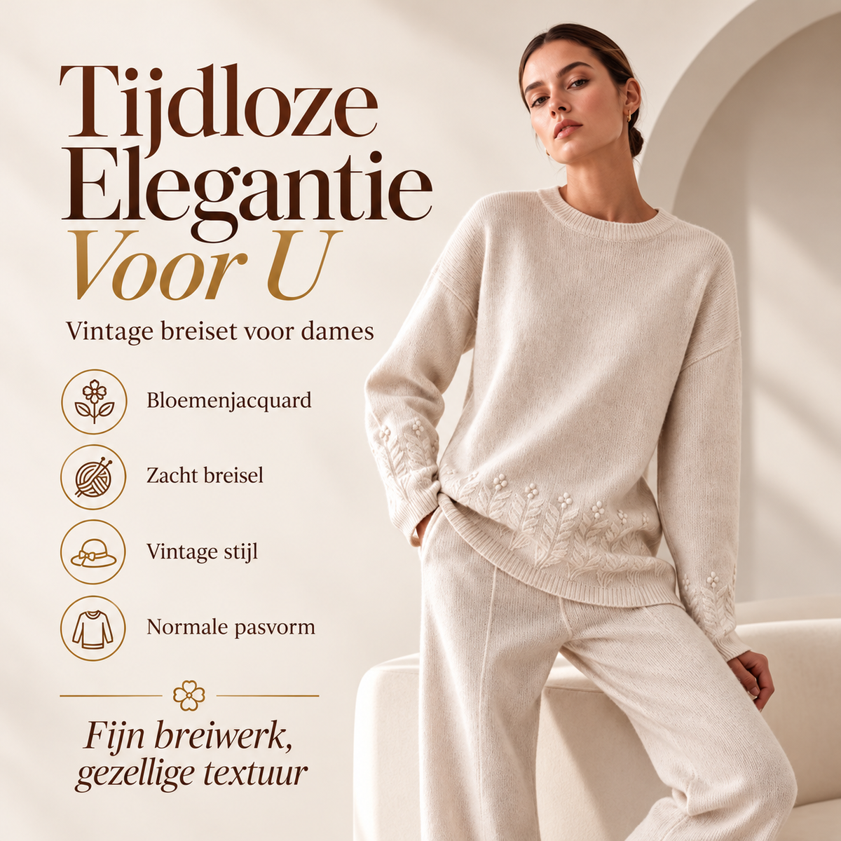 Zachte Gebreide Trui met Bloemdetail-2