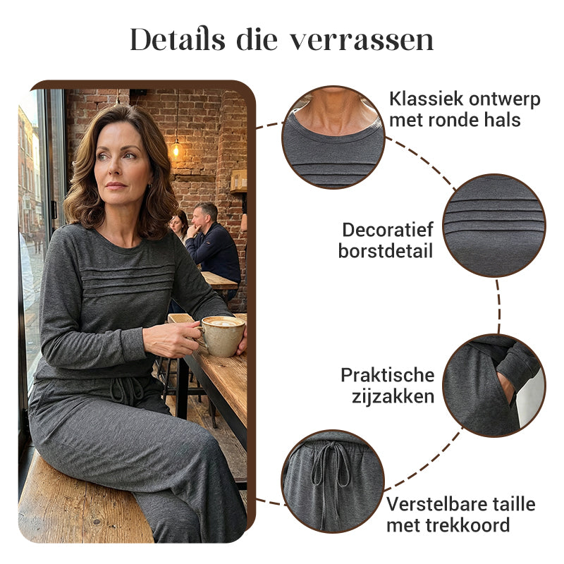 Casual 2-Delige Lounge Set met Trekkoordbroek-6