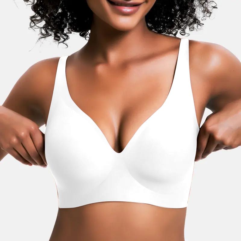 Naadloze Beugelloze Comfort BH met Diepe V-Hals-7