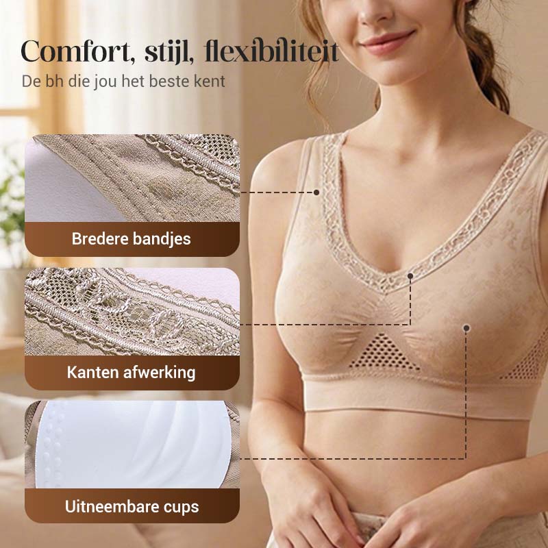 Naadloze Beugelloze Comfort BH met Ademend Design-3
