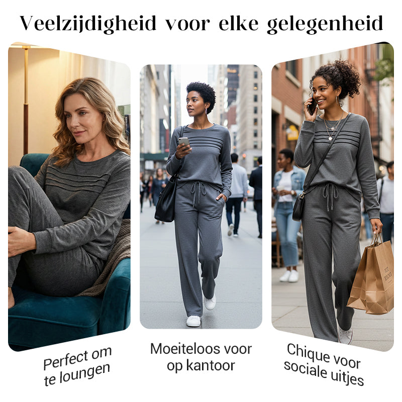 Casual 2-Delige Lounge Set met Trekkoordbroek-7