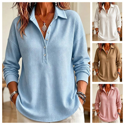 👕 Дамска свободна плетена тениска с дълъг ръкав