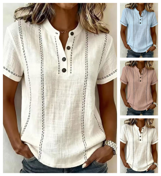 Дамска ежедневна блуза с къс ръкав