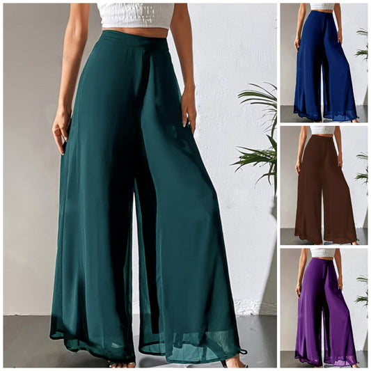 🌟Женски панталони с широки крачоли от лек шифон