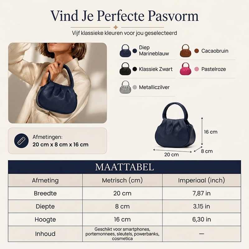 Elegante Geplooide Mini Handtas met Ronde Handvatten-4