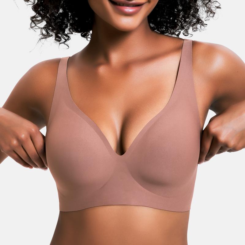 Naadloze Beugelloze Comfort BH met Diepe V-Hals-5