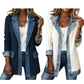 Gebreid Blazerjack met Denim Details-21