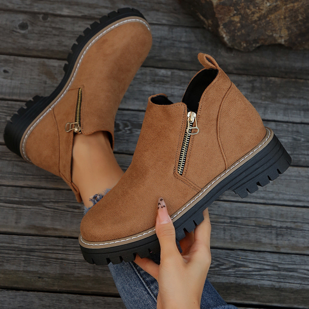 👠 ✨Dames Ronde Neus Schoenen Met Zij-ritssluiting: Comfortabel & Stijlvol Voor Elke Dag!-10