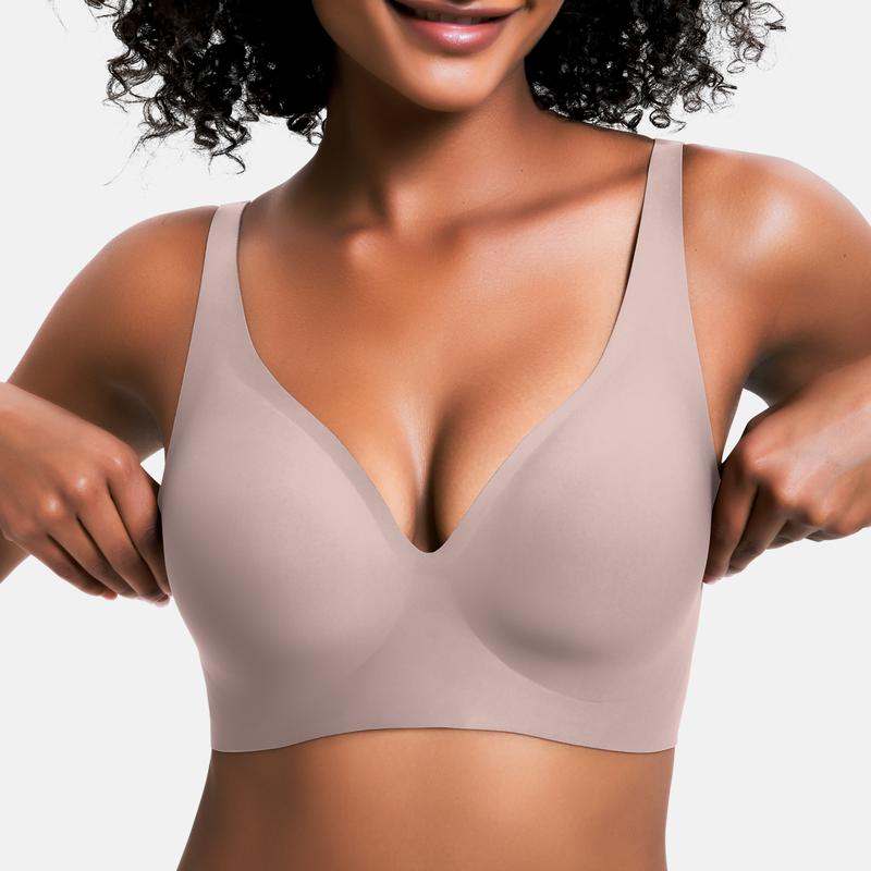Naadloze Beugelloze Comfort BH met Diepe V-Hals-6