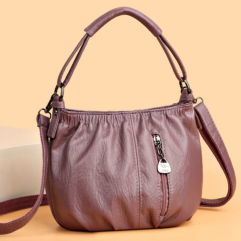Ruime hobo schoudertas met geplooide structuur en ritsvak-12