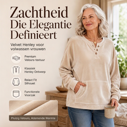 Zachte Velours Henley Trui met Voorzak