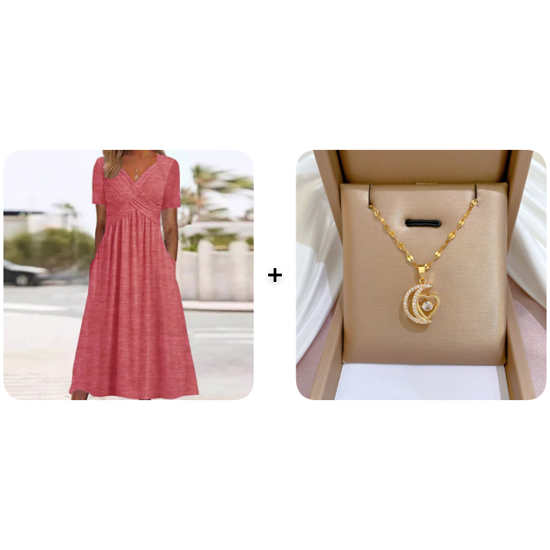 Elegante Midi-Jurk met V-Hals-21