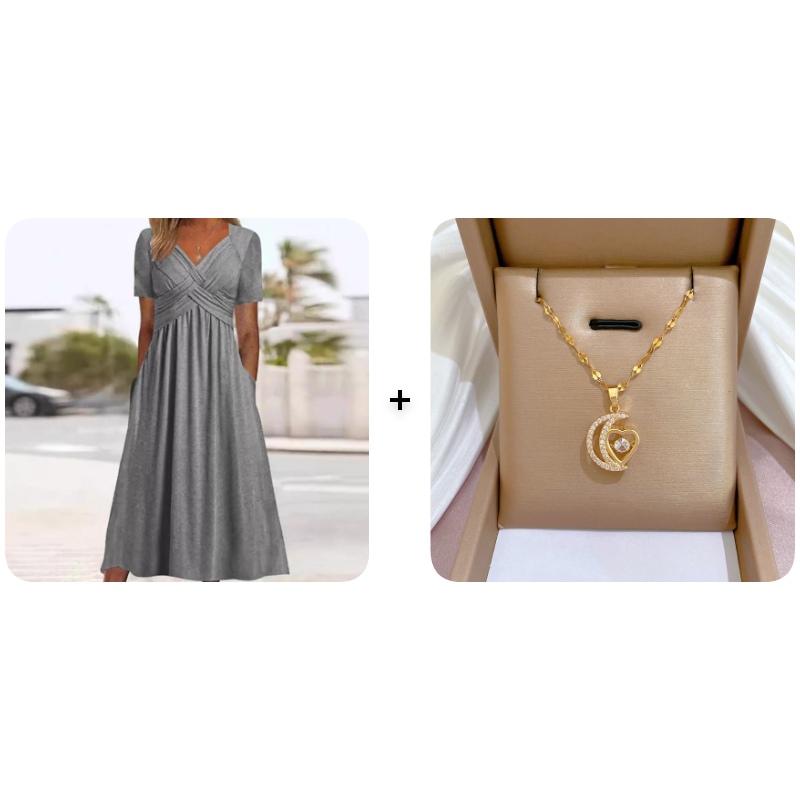 Elegante Midi-Jurk met V-Hals-18
