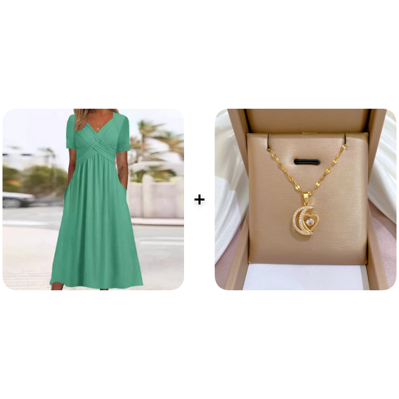 Elegante Midi-Jurk met V-Hals-19