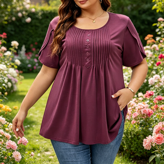 👚 Трико за жени с плисета отпред и бухнали ръкави🌸