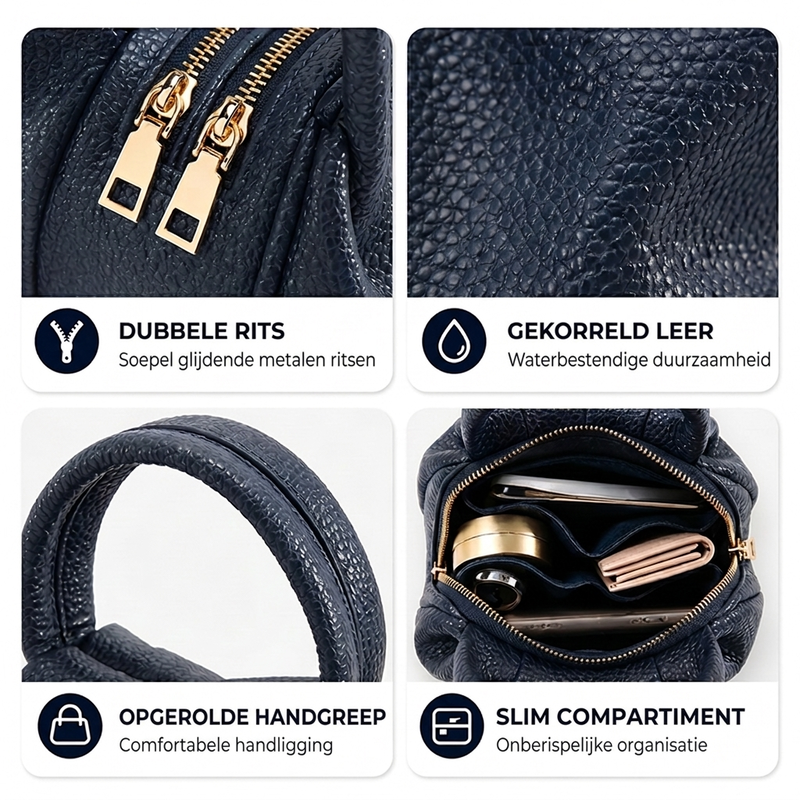 Elegante Geplooide Mini Handtas met Ronde Handvatten-5