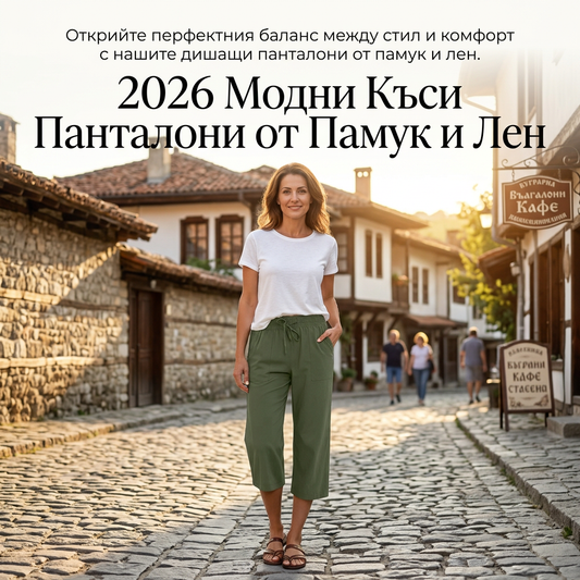 Дамски памучно-ленени къси панталони