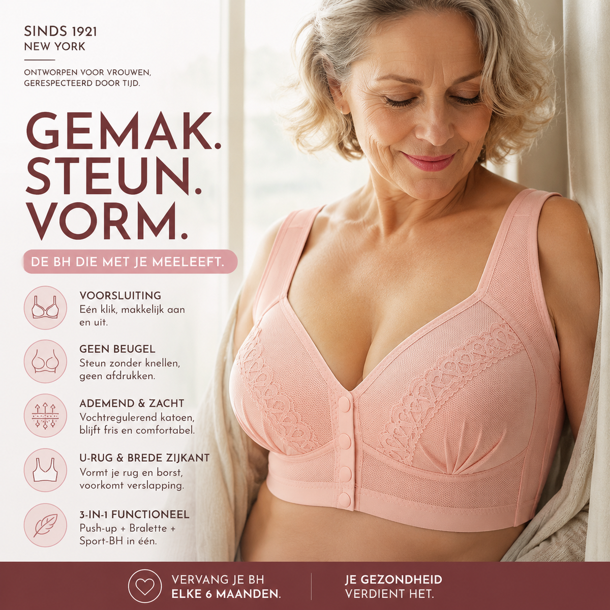 Comfortabele BH met Voorsluiting en Extra Ondersteuning-1