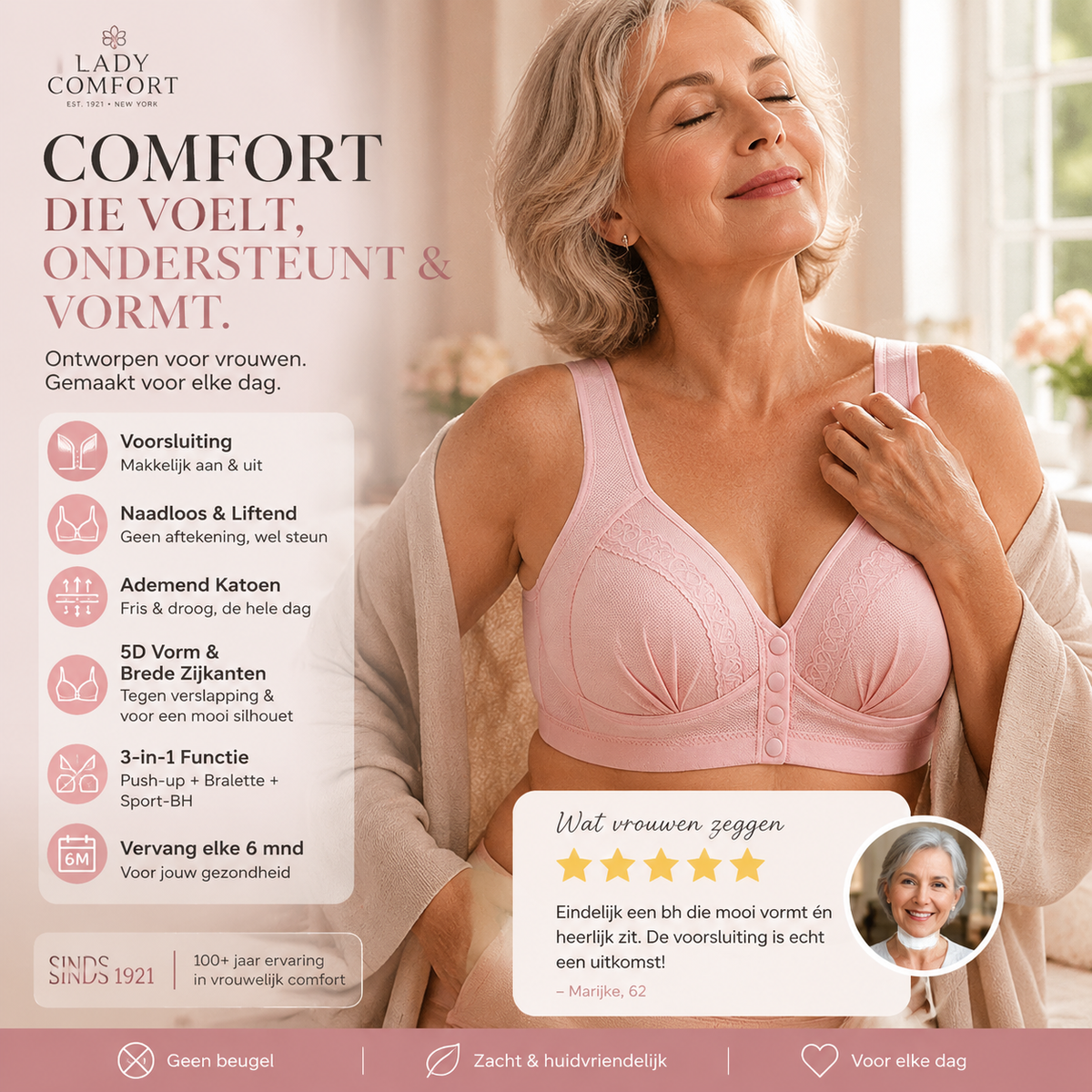 Comfortabele BH met Voorsluiting en Extra Ondersteuning-2