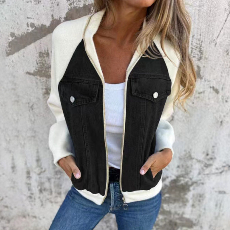 Denim Combinatiejack met Ritssluiting-1