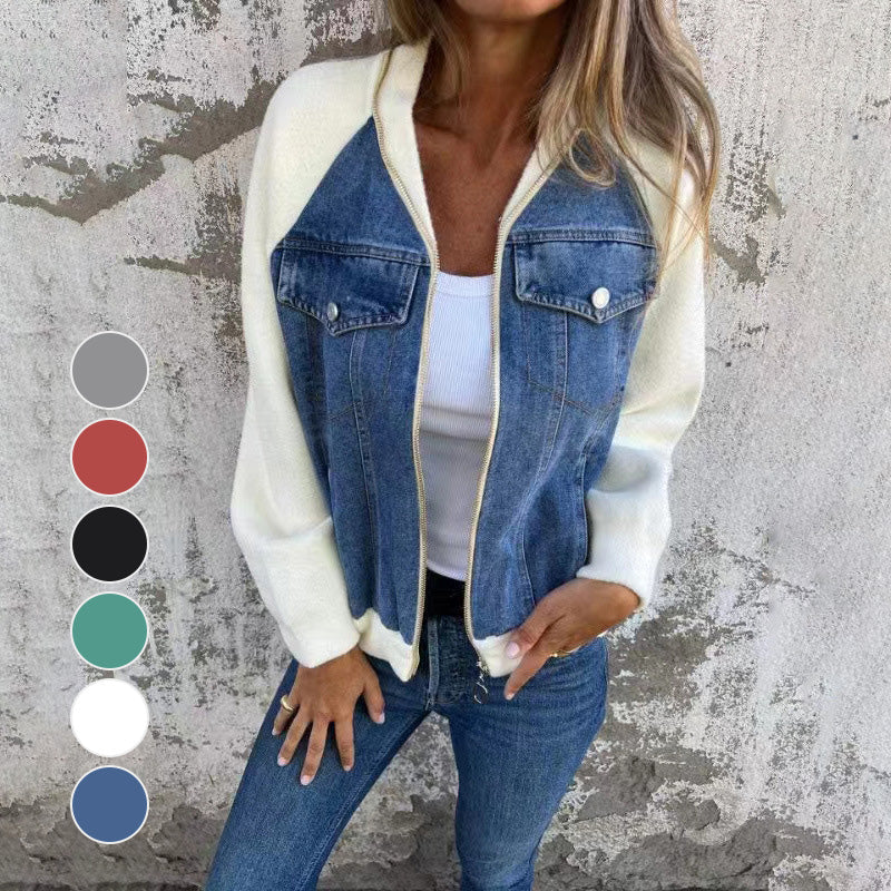 Denim Combinatiejack met Ritssluiting