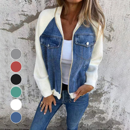 Denim Combinatiejack met Ritssluiting