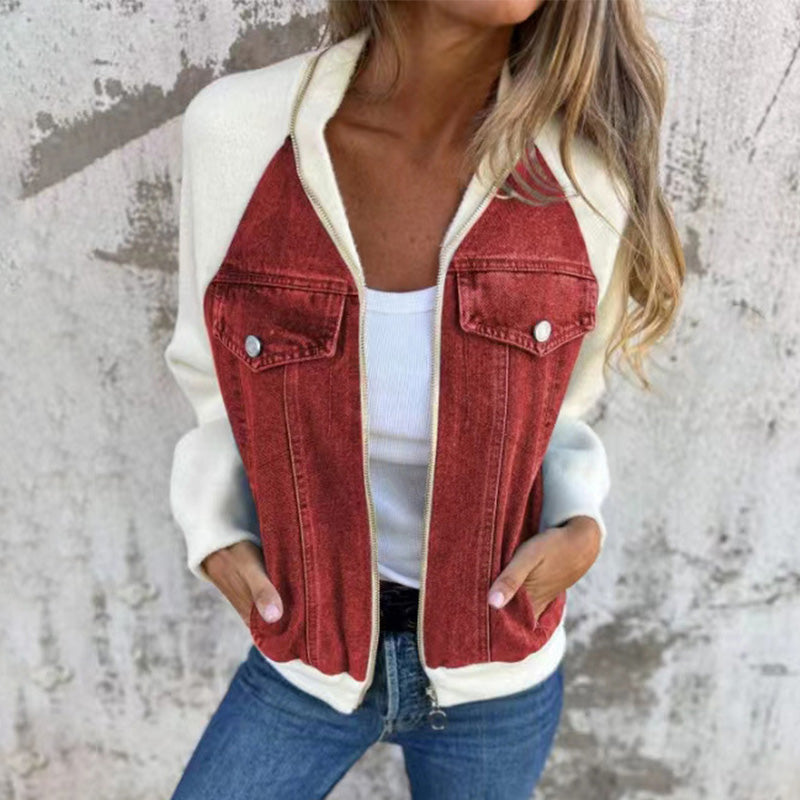Denim Combinatiejack met Ritssluiting-4