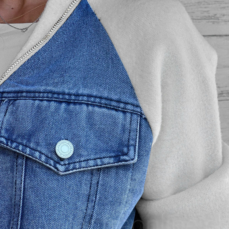Denim Combinatiejack met Ritssluiting-7