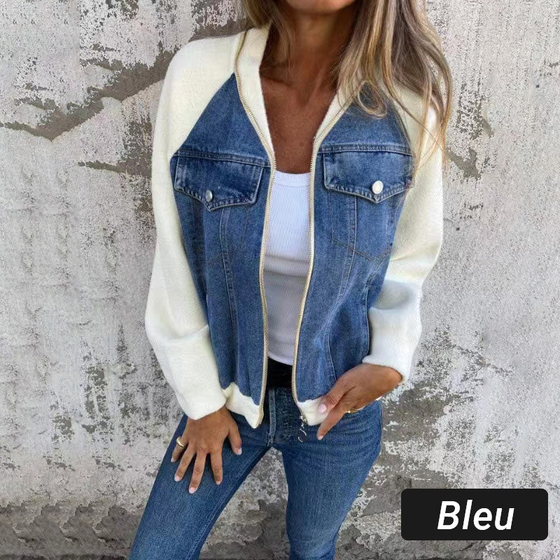 Denim Combinatiejack met Ritssluiting-10