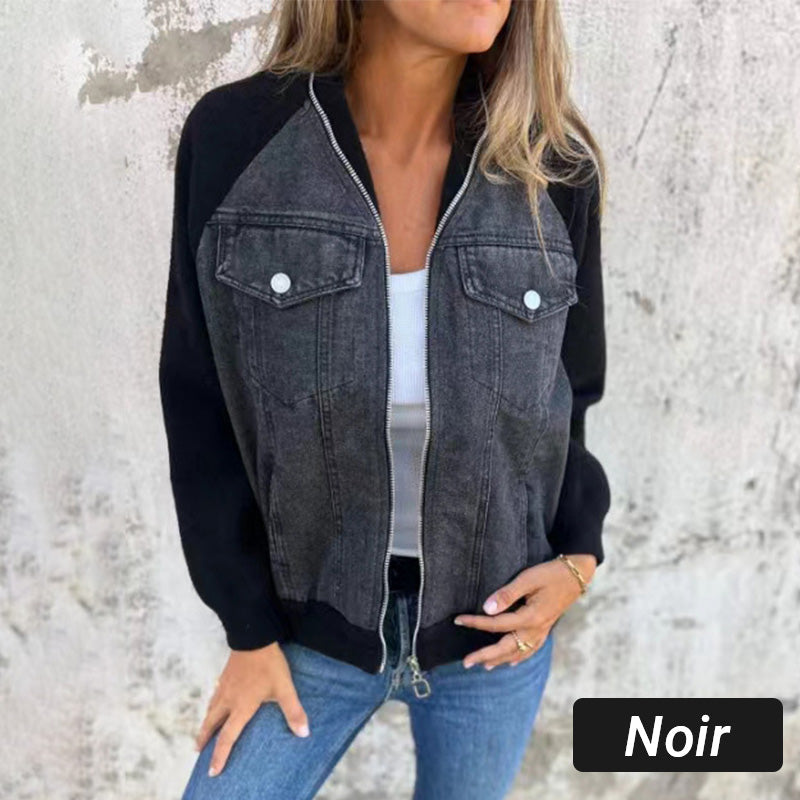 Denim Combinatiejack met Ritssluiting-9