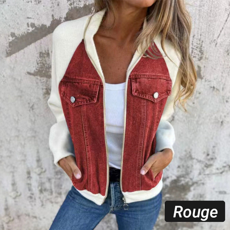 Denim Combinatiejack met Ritssluiting-12