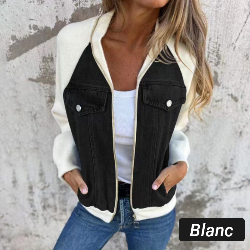 Denim Combinatiejack met Ritssluiting-11