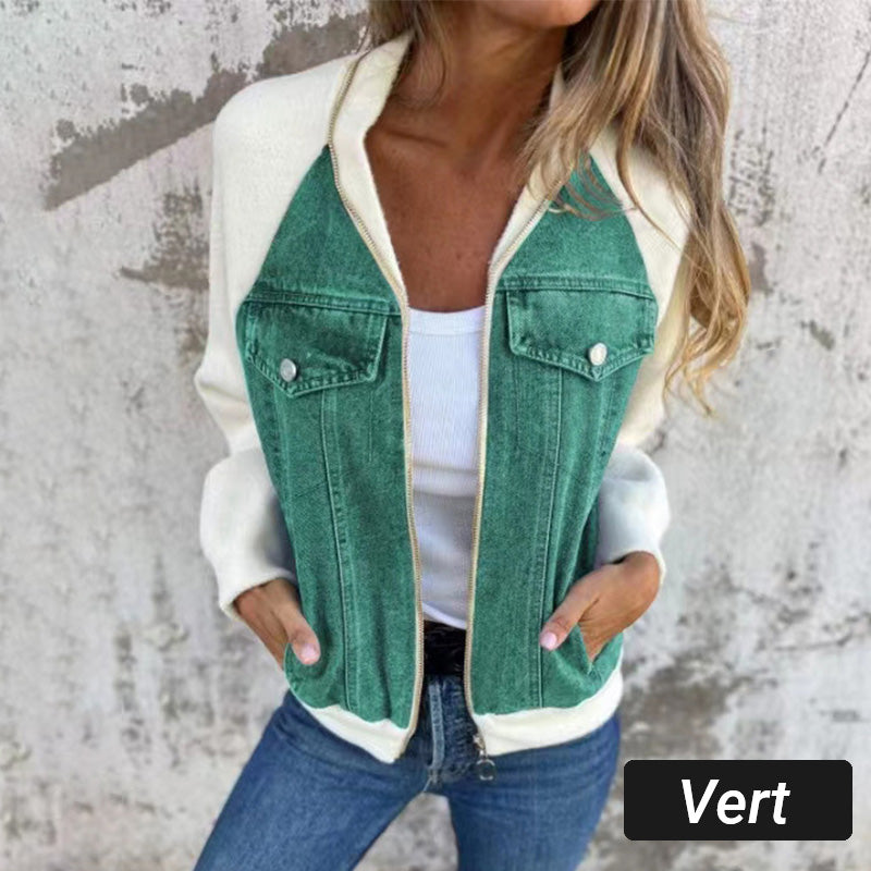 Denim Combinatiejack met Ritssluiting-13