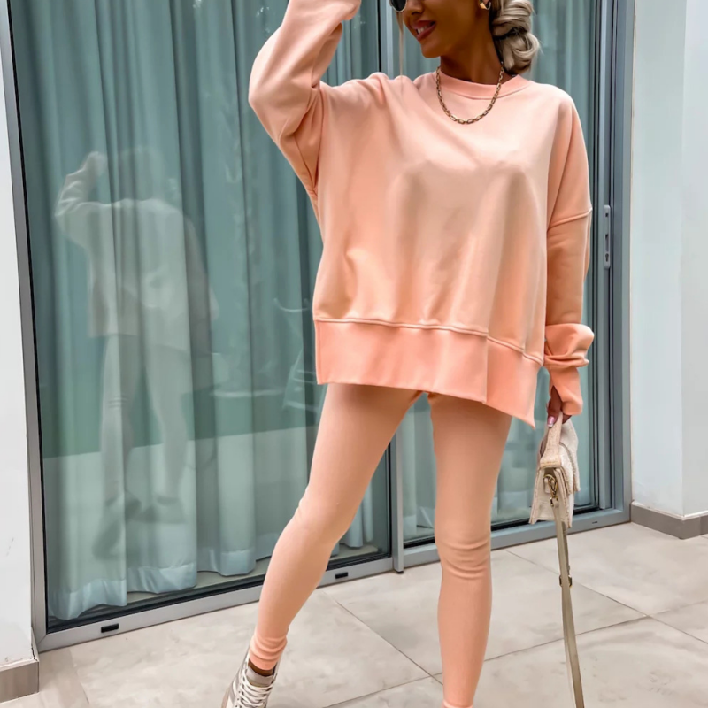 Casual 2-Delige Lounge Set met Oversized Sweater en Legging-1