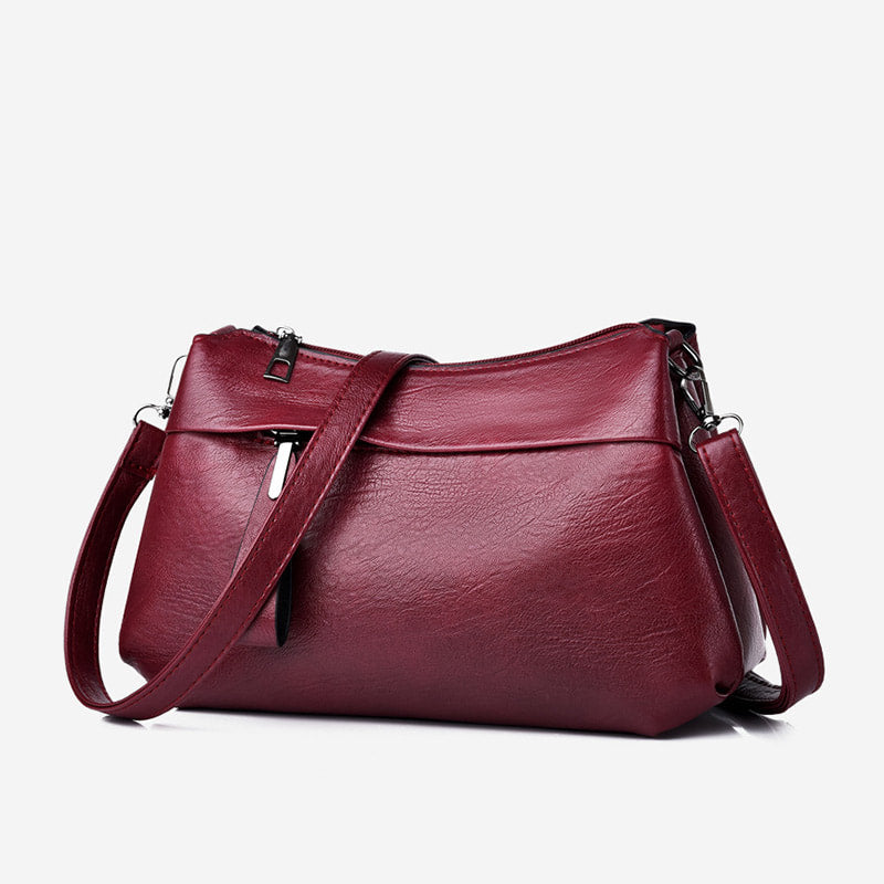 Vintage Lederlook Schoudertas met Ritssluiting en Verstelbare Schouderriem-13
