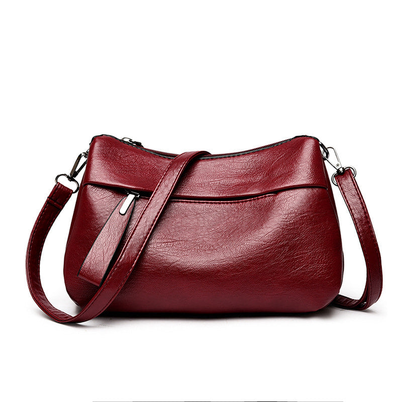 Vintage Lederlook Schoudertas met Ritssluiting en Verstelbare Schouderriem-9