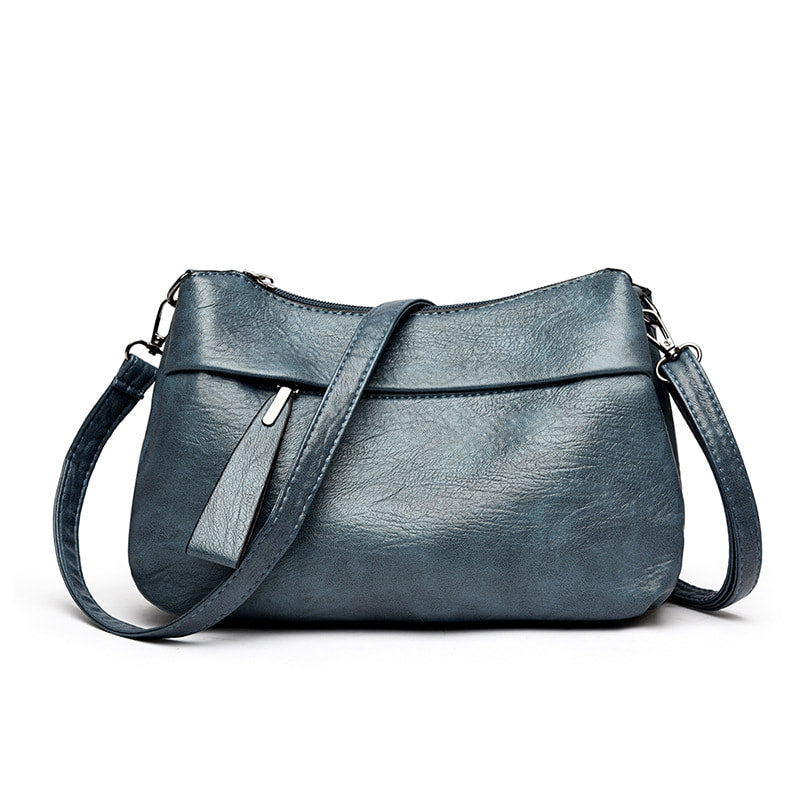 Vintage Lederlook Schoudertas met Ritssluiting en Verstelbare Schouderriem-10