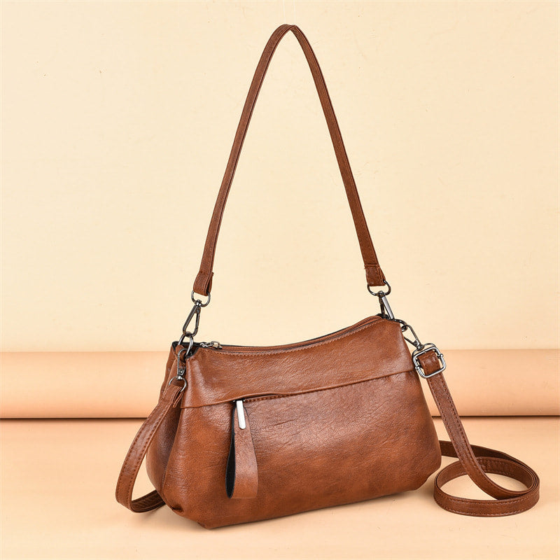 Vintage Lederlook Schoudertas met Ritssluiting en Verstelbare Schouderriem-15