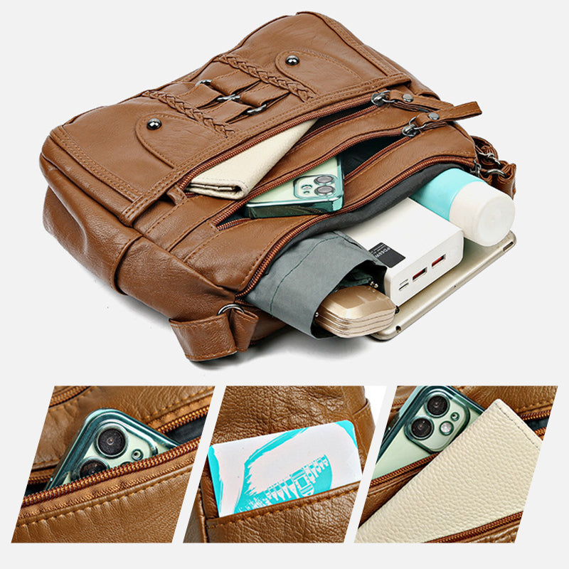 Vintage zachte PU leren tas voor dames-4