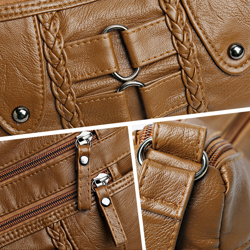 Vintage zachte PU leren tas voor dames-6