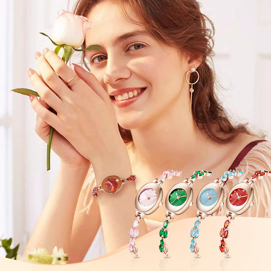 💝Подаръци за жени през 2025 г.🥰⌚Дамски часовник с гривна с цветни циркони