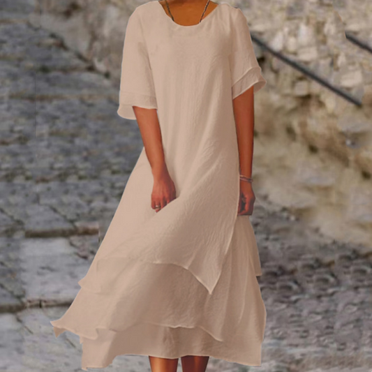 Women's Round Neck Irregular Hem Midi Dresses