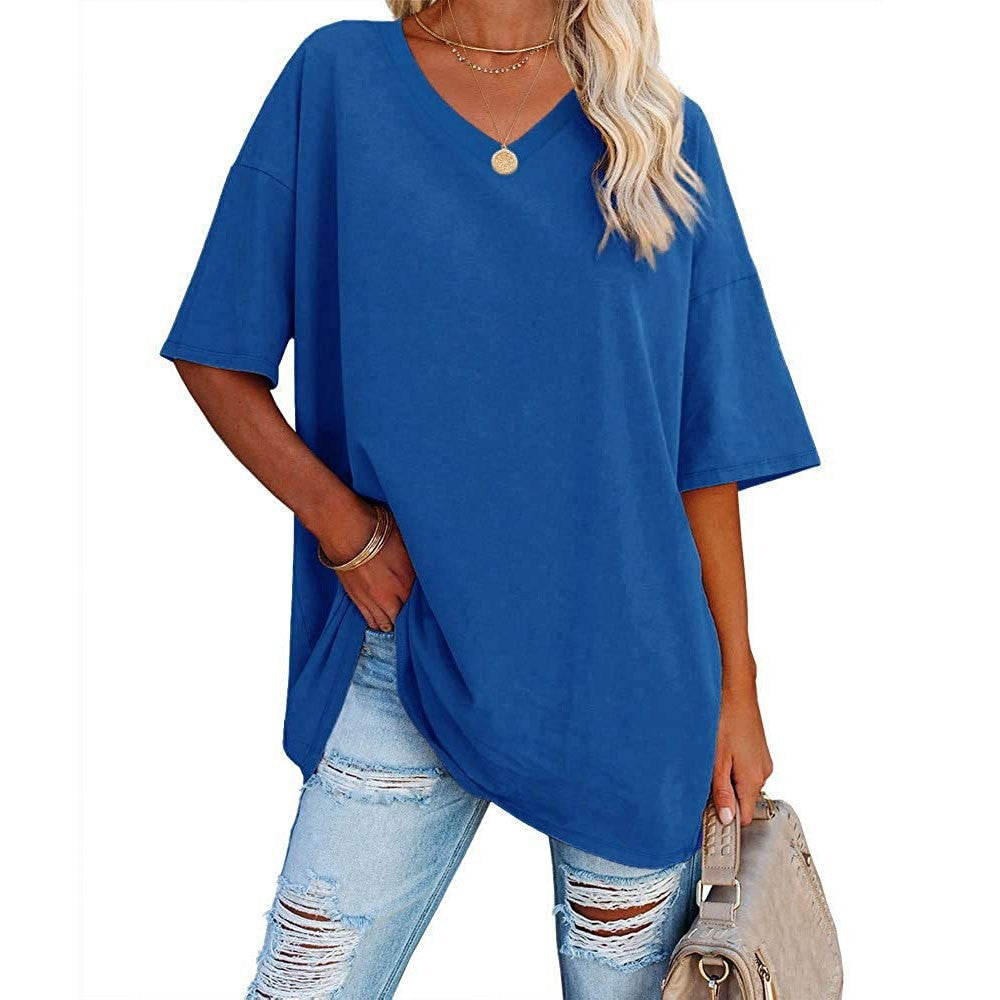 Oversized T-shirt met V-Hals-11