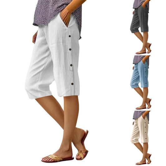 Женски ежедневни къси панталони от памук и лен