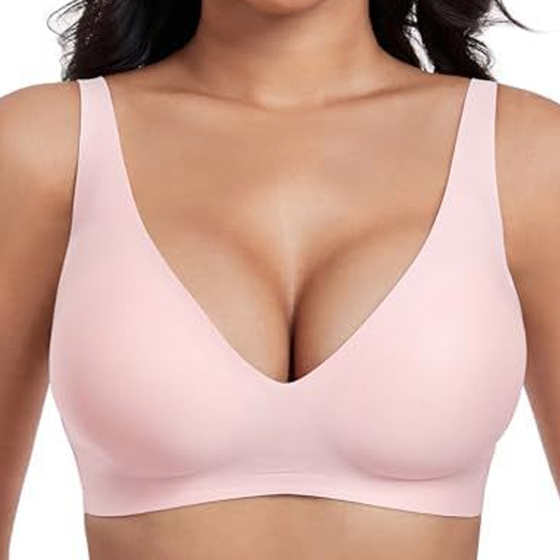 Naadloze Beugelloze Comfort BH met Diepe V-Hals-12