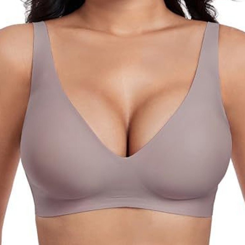 Naadloze Beugelloze Comfort BH met Diepe V-Hals-9