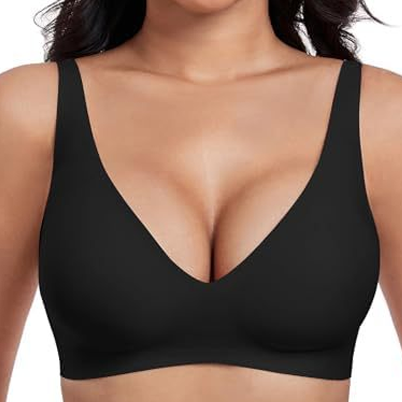 Naadloze Beugelloze Comfort BH met Diepe V-Hals-10